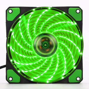 120mm Ultra Silent PC Case Fan | 15 LED's, 12V With Quiet Rubber Molex Connector