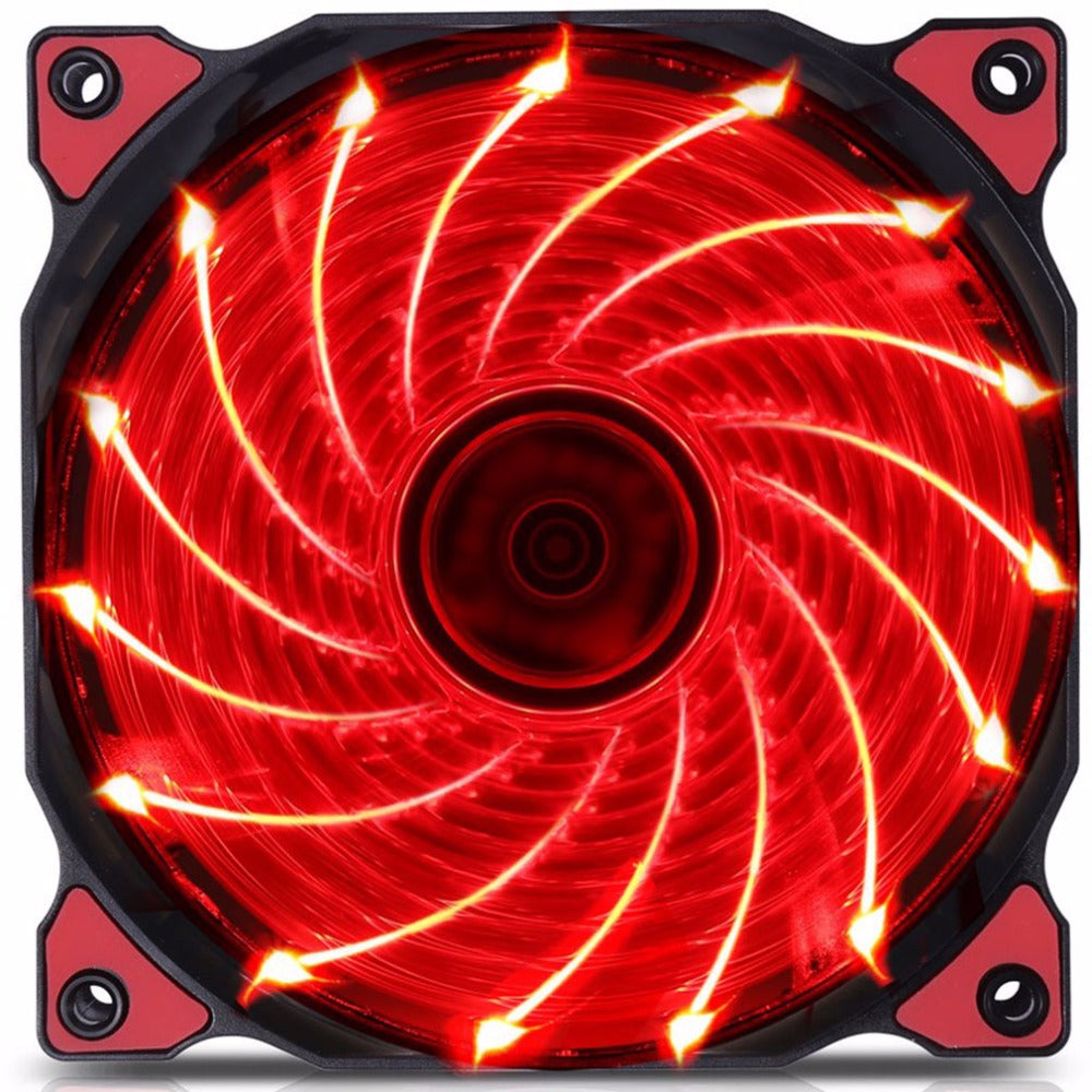 120mm Ultra Silent PC Case Fan | 15 LED's, 12V With Quiet Rubber Molex Connector
