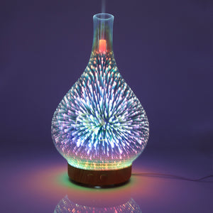 3D Firework Light & Glass Vase Essential Oil Diffuser