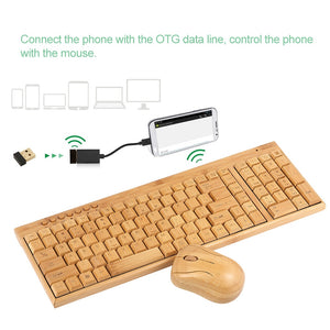 2.4G Wireless Bamboo PC Keyboard and Mouse Combo | Handcrafted Natural Wood