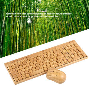 2.4G Wireless Bamboo PC Keyboard and Mouse Combo | Handcrafted Natural Wood