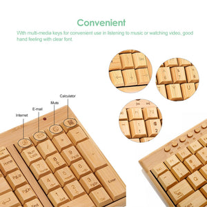 2.4G Wireless Bamboo PC Keyboard and Mouse Combo | Handcrafted Natural Wood