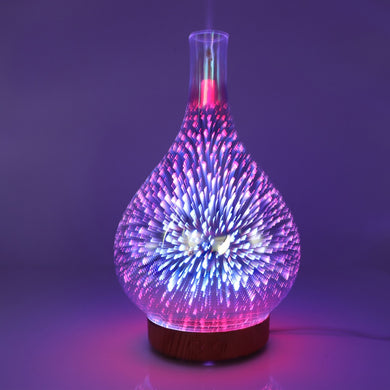 3D Firework Light & Glass Vase Essential Oil Diffuser