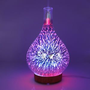 3D Firework Light & Glass Vase Essential Oil Diffuser