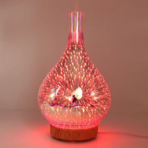3D Firework Light & Glass Vase Essential Oil Diffuser