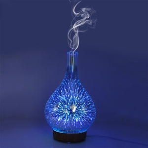 3D Firework Light & Glass Vase Essential Oil Diffuser