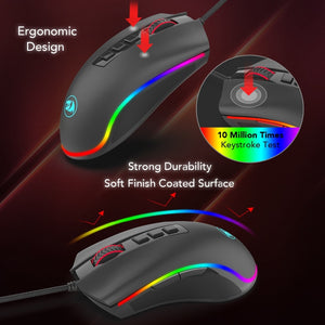 Redragon COBRA M711 Chroma 10000 DPI Wired Gaming Mouse | 16.8 Million RGB Color, Backlit 7 Programmable Buttons, Optical Tracking