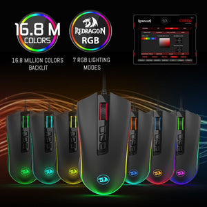 Redragon COBRA M711 Chroma 10000 DPI Wired Gaming Mouse | 16.8 Million RGB Color, Backlit 7 Programmable Buttons, Optical Tracking