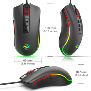 Redragon COBRA M711 Chroma 10000 DPI Wired Gaming Mouse | 16.8 Million RGB Color, Backlit 7 Programmable Buttons, Optical Tracking