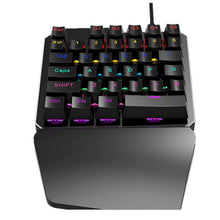 One-Handed Metal Plated Mechanical Gaming Keypad | 35 Keys Black Switches, LED Backlighting, Wired USB