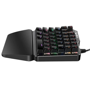 One-Handed Metal Plated Mechanical Gaming Keypad | 35 Keys Black Switches, LED Backlighting, Wired USB