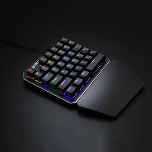 One-Handed Metal Plated Mechanical Gaming Keypad | 35 Keys Black Switches, LED Backlighting, Wired USB