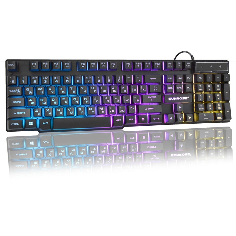 SUNROSE Backlit USB Keyboard | 3 Color LED