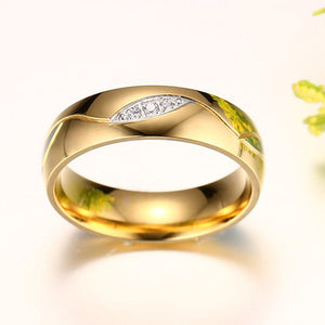 Rings Couple For Women Men Engagement Ring Gold Color Titanium Steel Jewelry A10 - Tech Haul