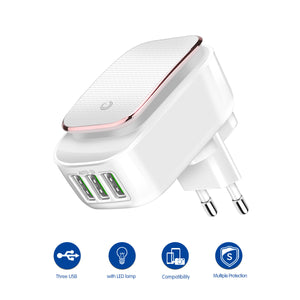 Travel Wall Charger 5V 3-Port LED Night Lamp - Tech Haul