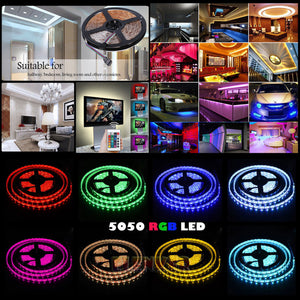 16 Ft 5M RGB White Blue 300 5050 LED Flexible Light Strip Lamp Waterproof DC 12V